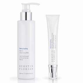 Kerstin Florian Rehydrating Neroli Cleansing Milk & Rejuvenating 24 Hour Moisture Creme Set | Gently Cleanses Makeup and Impurities for Clean | Soft Skin | Soothe and Moisturize