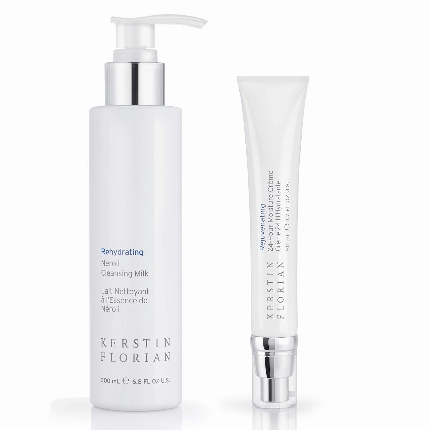Kerstin Florian Rehydrating Neroli Cleansing Milk & Rejuvenating 24 Hour Moisture Creme Set | Gently Cleanses Makeup and Impurities for Clean | Soft Skin | Soothe and Moisturize