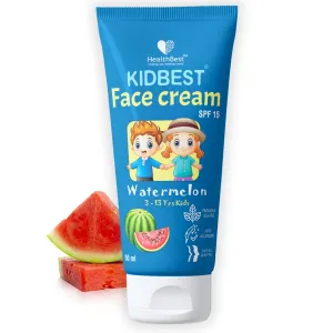 Kidbest Face Cream for Kids, SPF 15, Safe for Sensitive Skin & Unscetened, Tear, Paraben, SLS free, Watermelon Flavor, 50ml