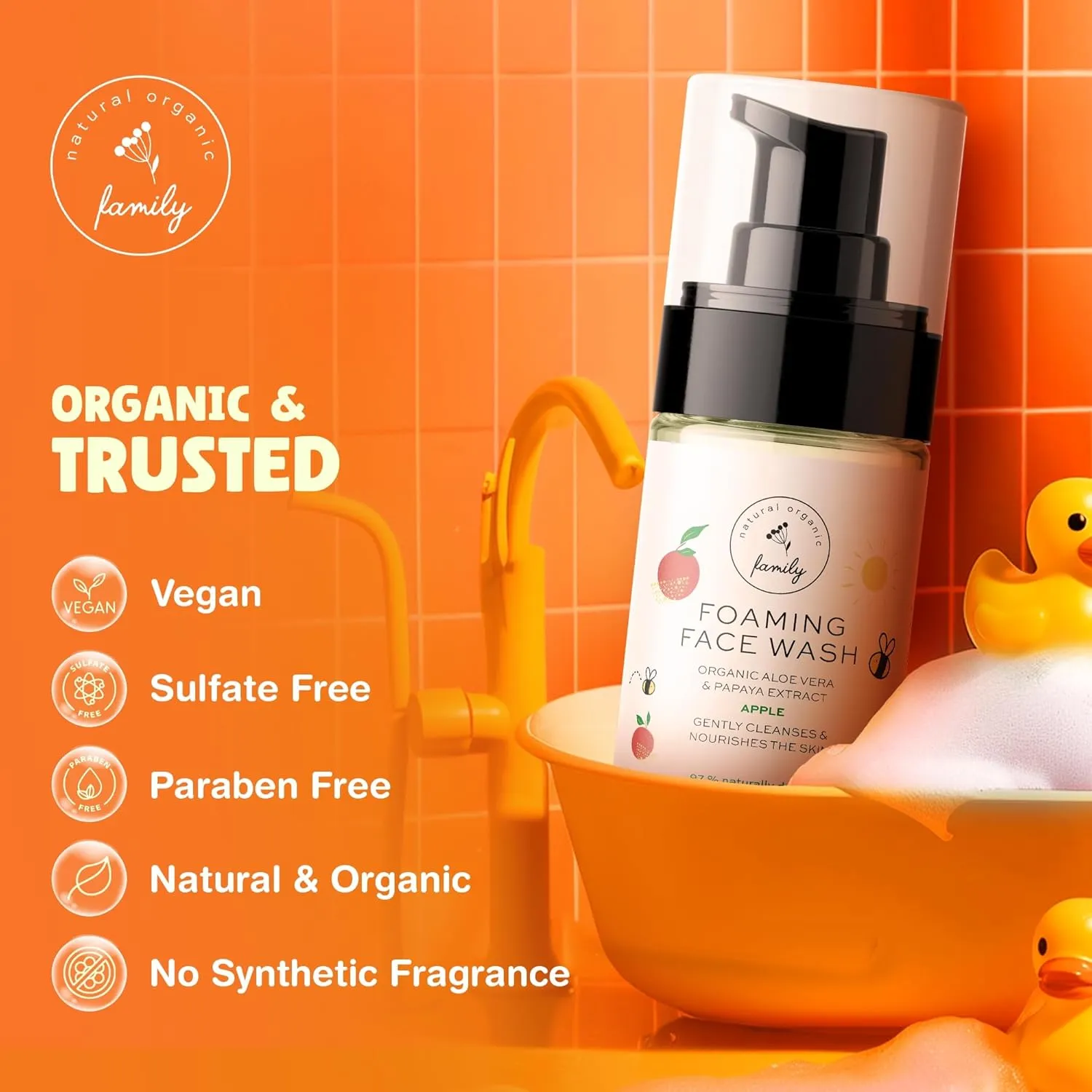 Kids Organic Foaming Face Wash - Natural Skincare for Teen Girls 10-12 - Hydrating Exfoliating & Non Toxic Moisturizer Soap for Tweens & Preteens