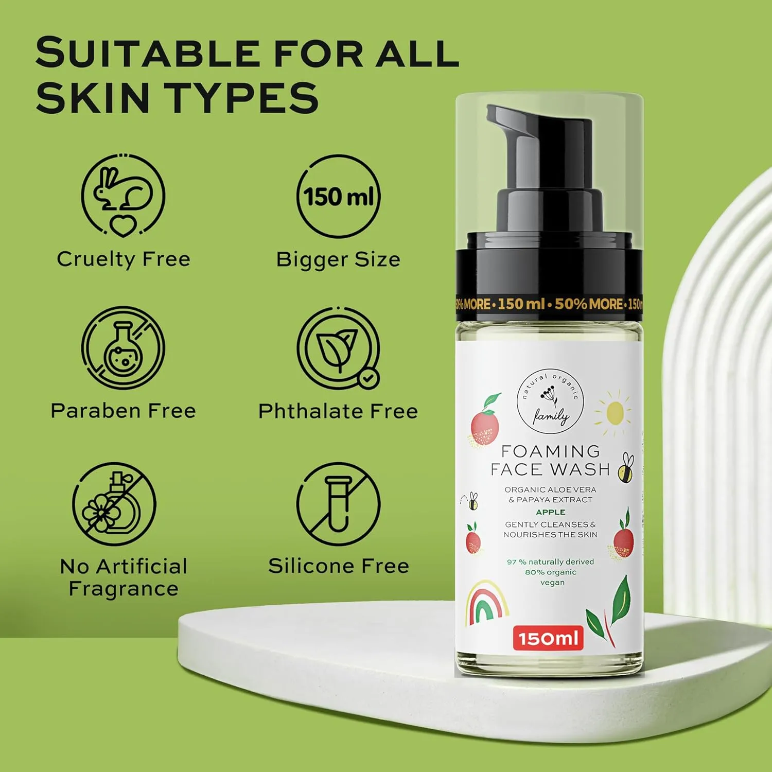 Kids Organic Foaming Face Wash - Natural Skincare for Teen Girls 10-12 - Hydrating Exfoliating & Non Toxic Moisturizer Soap for Tweens & Preteens