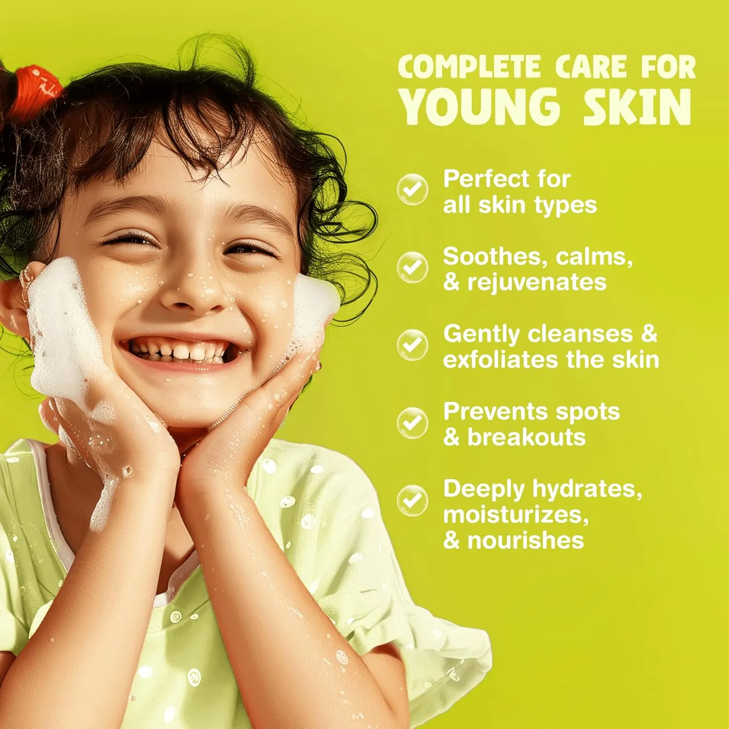 Kids Organic Foaming Face Wash - Natural Skincare for Teen Girls 10-12 - Hydrating Exfoliating & Non Toxic Moisturizer Soap for Tweens & Preteens