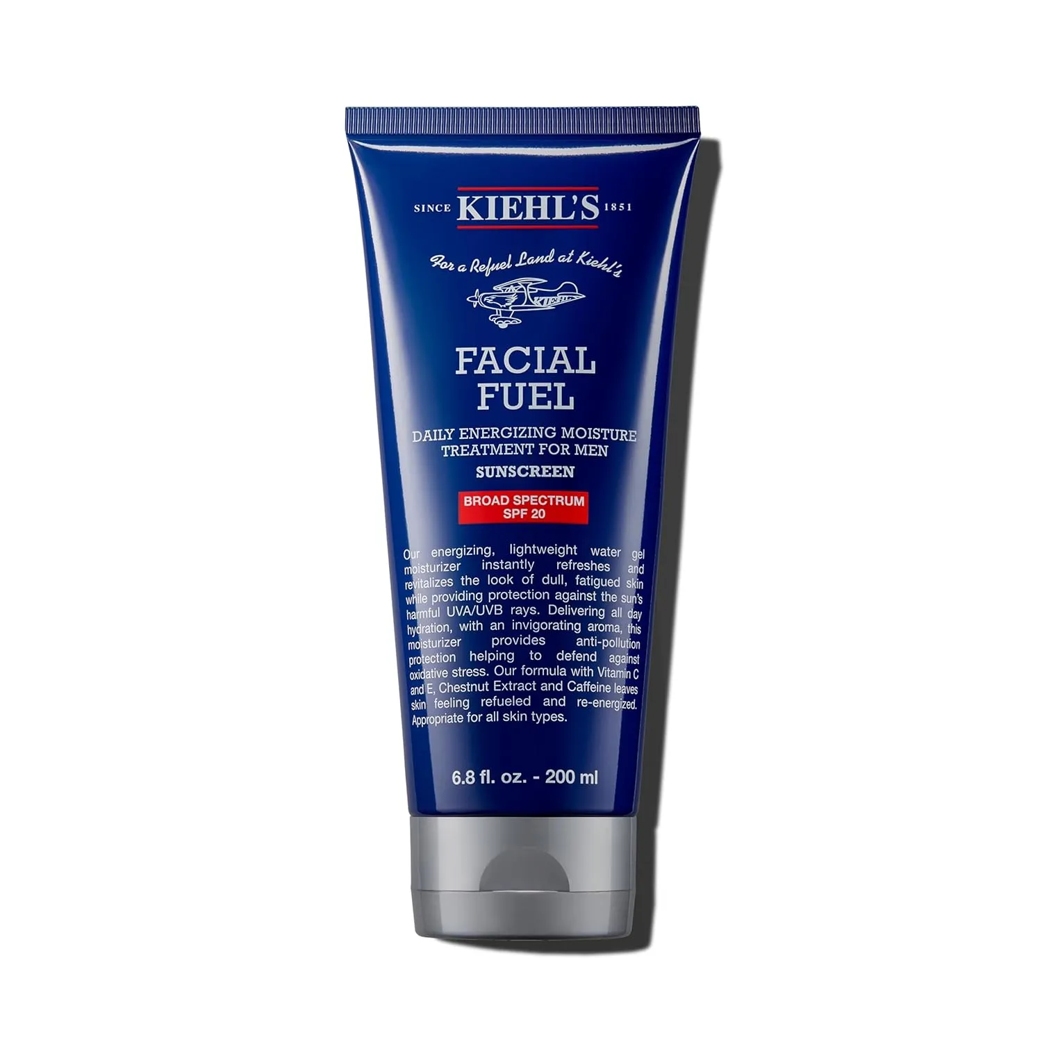 Kiehl's Facial Fuel Moisturizer with SPF 20 for Men, Energizing Face Moisturizer for Dull Skin, Non-Greasy Feel, Hydrating Lotion and Broad Spectrum Sunscreen, with Caffeine, Vitamin C & Vitamin E