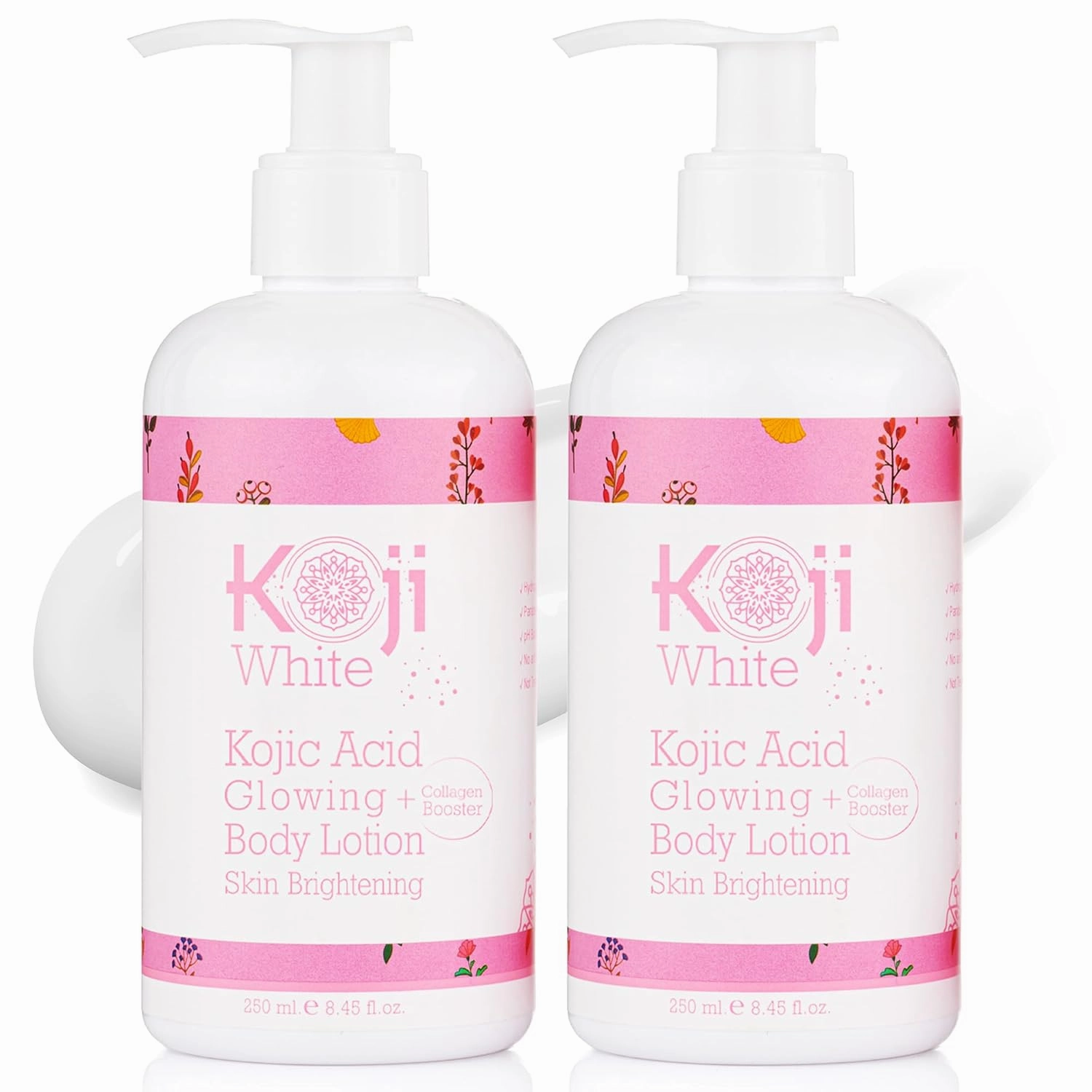 Koji White Kojic Acid & Collagen Body Lotion, Women Gifts Set for Skin Brightening with Arbutin, Glowing Skin, Moisturizer & Radiant Complexion, Uneven Skin Tone - Vegan, 8.45 Fl Oz (2 Packs)