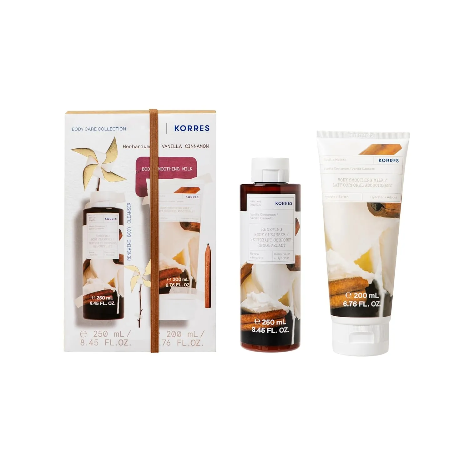 KORRES Vanilla Cinnamon Shower Gel & Body Milk Set, Value set, 450ml
