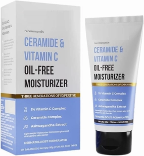 KRINAL Ceramide & Vitamin C Oil-Free Face Moisturizer | Enhances Glow & Strengthens Skin Barrier | Deeply Hydrates | Lightweight for All Skin Types | 1.76 Oz/50 g