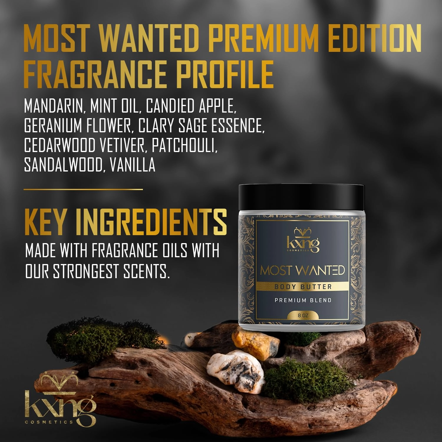 KXNG Cosmetics, Body Butter, Organic Skin Care for Men and Women, Body Moisturizer Lotions and Creams, Raw Shea Butter, Cocoa Butter, Mango, Coconut Oil, Hand, Foot, All Skin Types (Most Wanted XL)