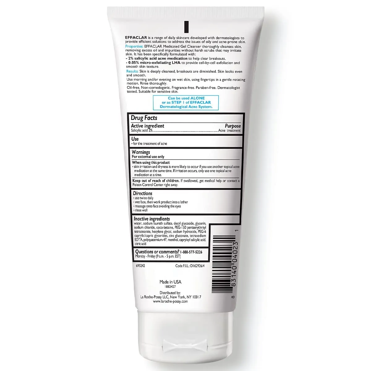 La Roche-Posay Acne Skin Care Set, Toleriane Double Repair Matte Moisturizer 75ml & Effaclar Medicated Gel Cleasner 100ml, Gel Moisturizer with Niacinamide & Acne Cleasner with Salicylic Acid