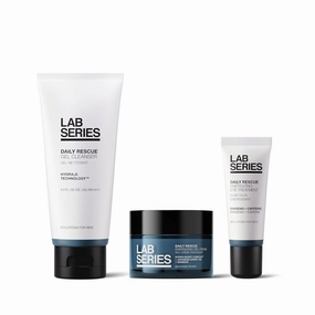 Lab Series 3 Step Travel Size Friendly Daily Rescue Starter Kit Skin Care For Men – Gel Cleanser 3.4 Fl Oz, Energizing Gel Cream Moisturizer 1.7 Fl Oz & Under Eye Cream 0.51 Fl Oz​