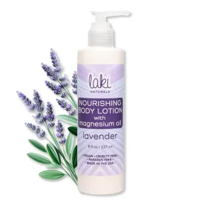 Laki Naturals Lavender Magnesium Body Lotion (8oz, Pack of 1) - Hydrating Body Lotion for Dry Skin with Lavender Essential Oil, Magnesium Chloride & Avocado Oil - Relaxation & Stress Relief Skincare