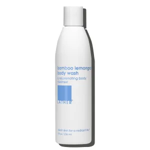 LATHER - Bamboo Lemongrass Natural Body Wash, 8 fl oz - Shower Gel Cleanser - Body Soap - Essential Oils - Green Tea, Aloe Vera, Jasmine - All Skin Types, Vegan, Cruelty Free - Beauty & Skincare