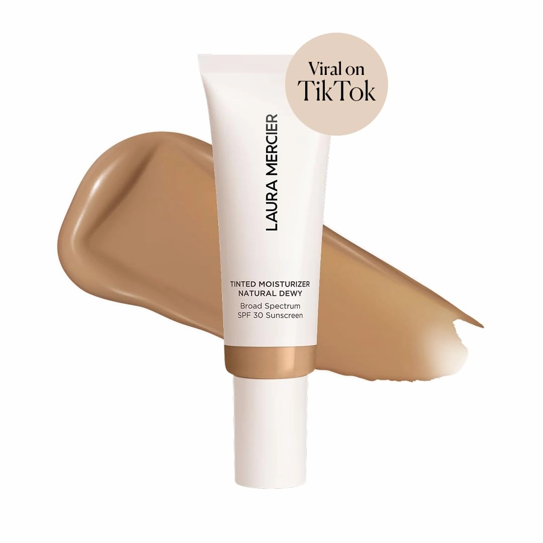Laura Mercier Tinted Moisturizer Natural Dewy with SPF 30: 24HR  Hydration, Long Lasting, Sheer to Light, Buildable Coverage, Dewy Finish, Improve Skin Tone and Texture, Skin Tint