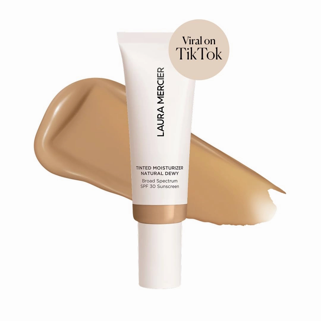 Laura Mercier Tinted Moisturizer Natural Dewy with SPF 30: 24HR  Hydration, Long Lasting, Sheer to Light, Buildable Coverage, Dewy Finish, Improve Skin Tone and Texture, Skin Tint