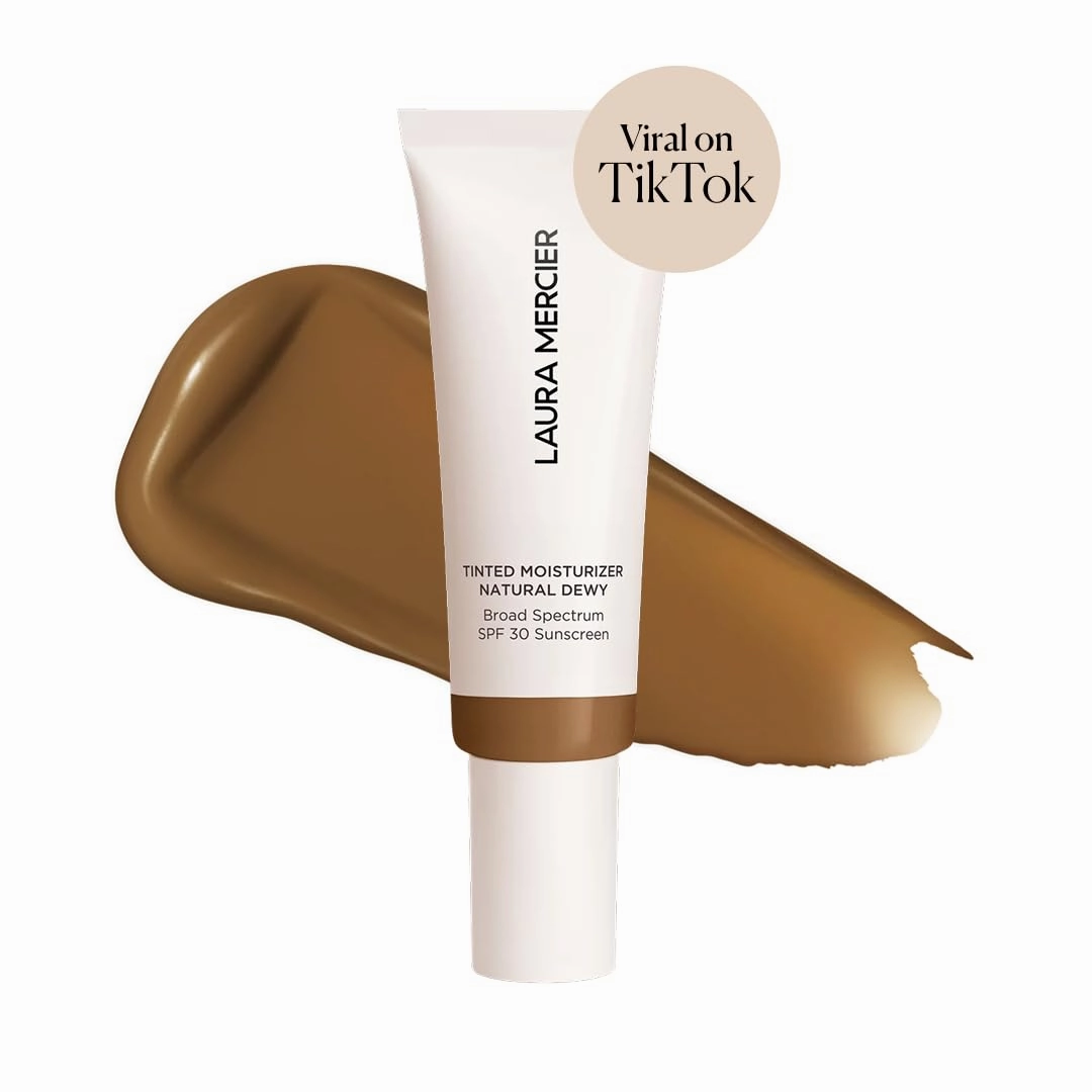 Laura Mercier Tinted Moisturizer Natural Dewy with SPF 30: 24HR  Hydration, Long Lasting, Sheer to Light, Buildable Coverage, Dewy Finish, Improve Skin Tone and Texture, Skin Tint