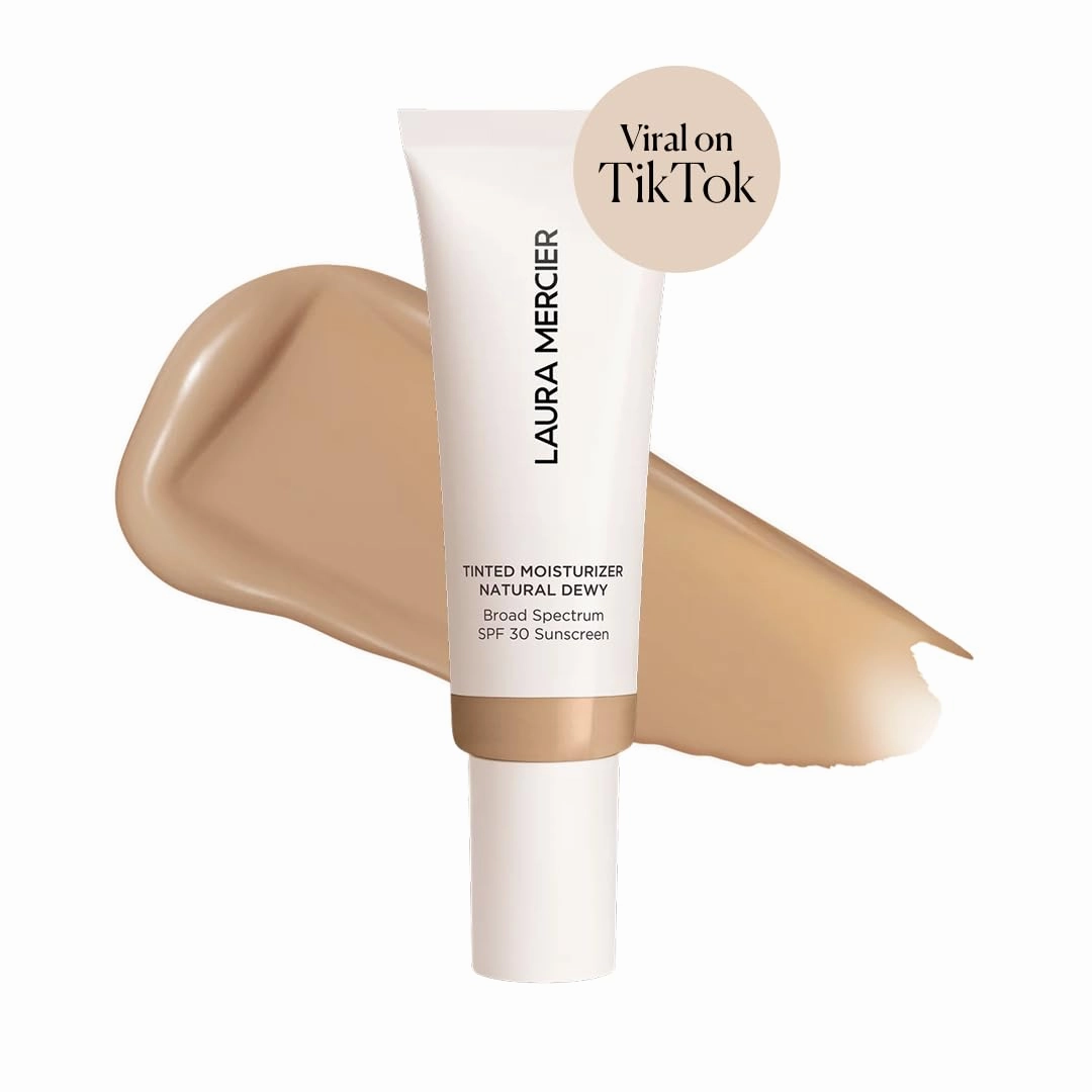 Laura Mercier Tinted Moisturizer Natural Dewy with SPF 30: 24HR  Hydration, Long Lasting, Sheer to Light, Buildable Coverage, Dewy Finish, Improve Skin Tone and Texture, Skin Tint