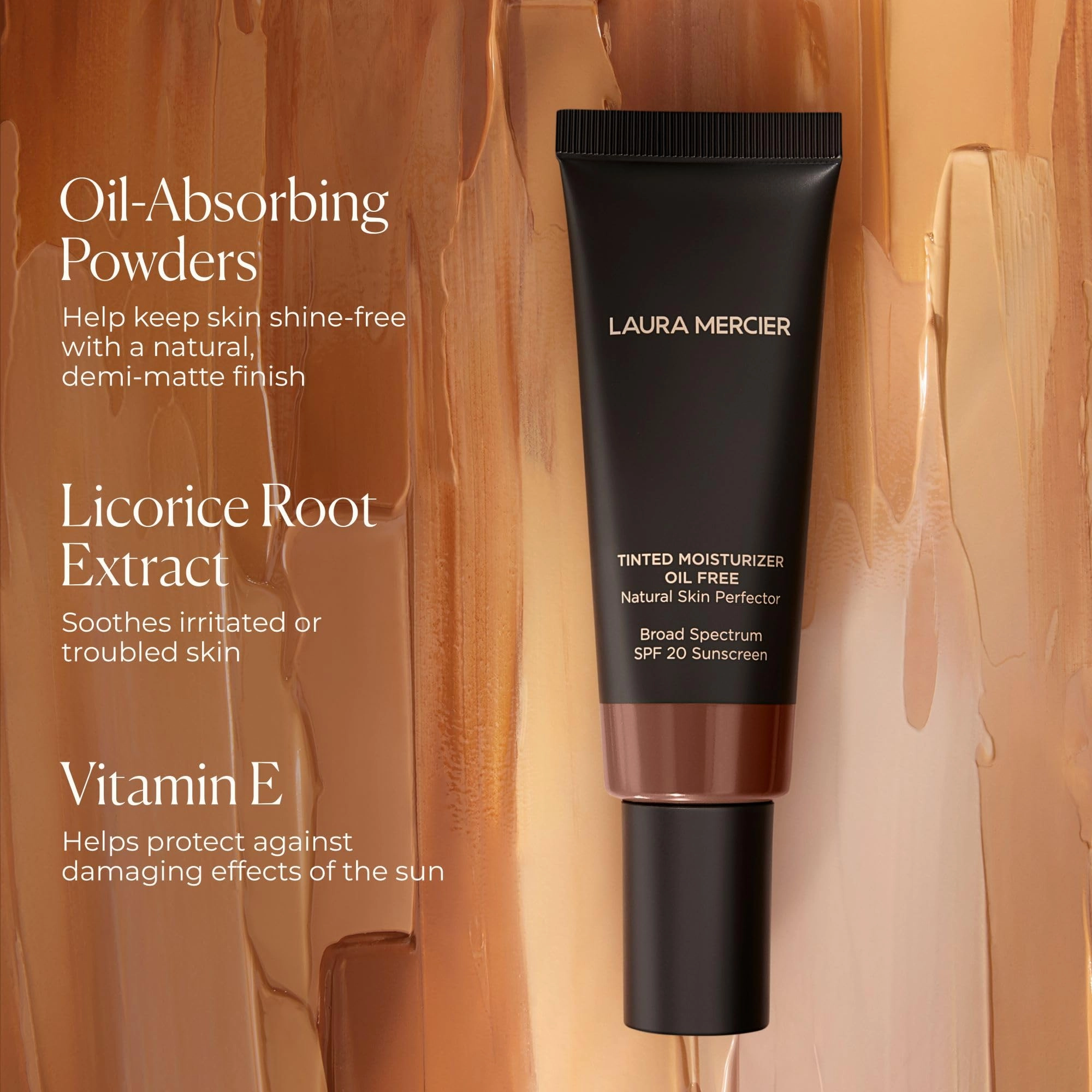 Laura Mercier Tinted Moisturizer Oil Free Natural Skin Perfector with SPF 20: All Day Shine Control, Sheer Coverage, Blurred Matte Finish, For Oily Skin, Skin Tint, Tan