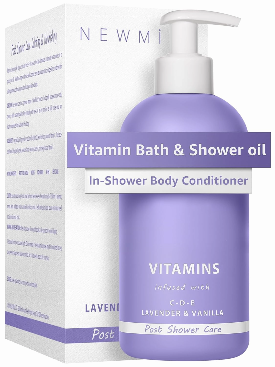 Lavender Vitamin InShower Body Conditioner Soft Skin Natural Post Shower Care Moisturizer for Body Legs Nourishing Bath Oil Lavender Vanilla Self Care Spa Gift