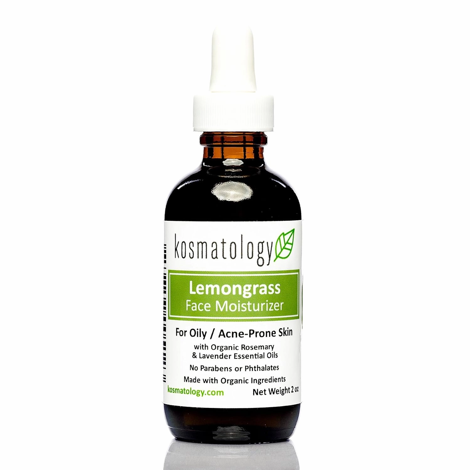 Lemongrass Organic Face Moisturizer | Acne and Oily Skin Types | Infused with Lemongrass and Rosemary Oils | Vegan and Cruelty-Free | 2 fl oz