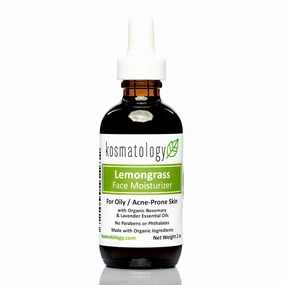 Lemongrass Organic Face Moisturizer | Acne and Oily Skin Types | Infused with Lemongrass and Rosemary Oils | Vegan and Cruelty-Free | 2 fl oz