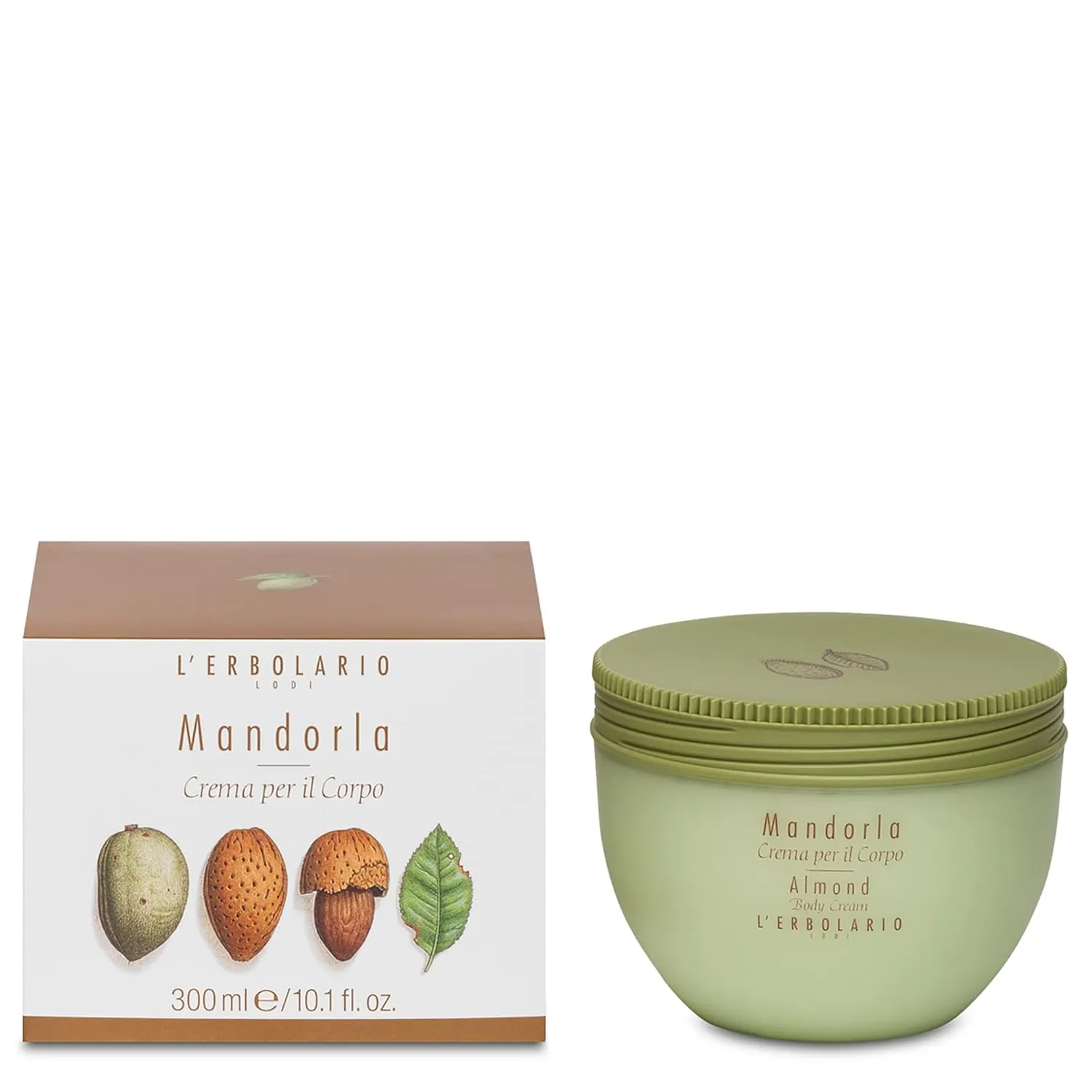 L'Erbolario Body Cream - Moisturizing Body Butter for Dry Skin with Almond Oil - Nourishing, Toning and Elasticizing Skin Care - Almond - 10.1 oz