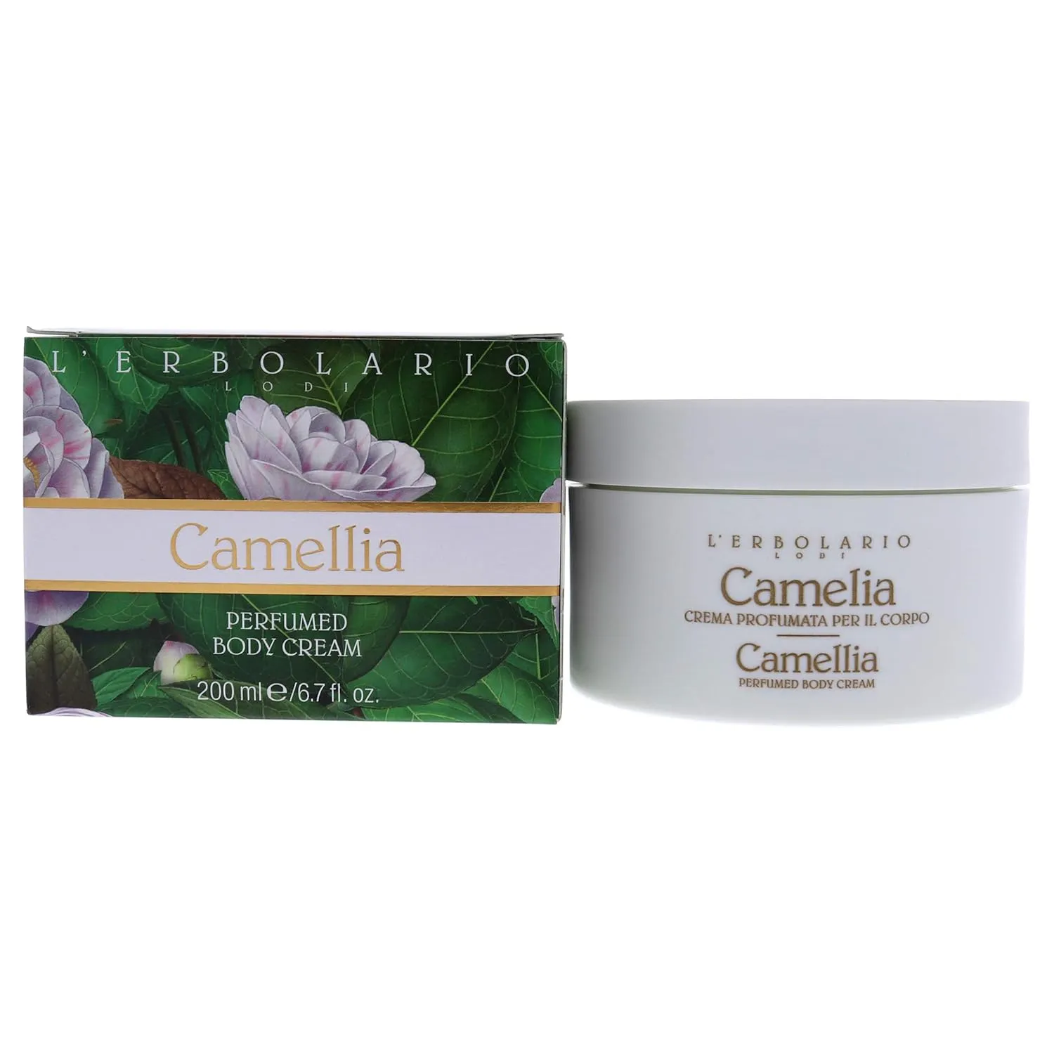 L’Erbolario Body Cream – Moisturizing Body Butter – Nourishes, Protects with Camellia Oils – Floral Scented Antioxidant Skin Care – Camellia – 6.7 oz