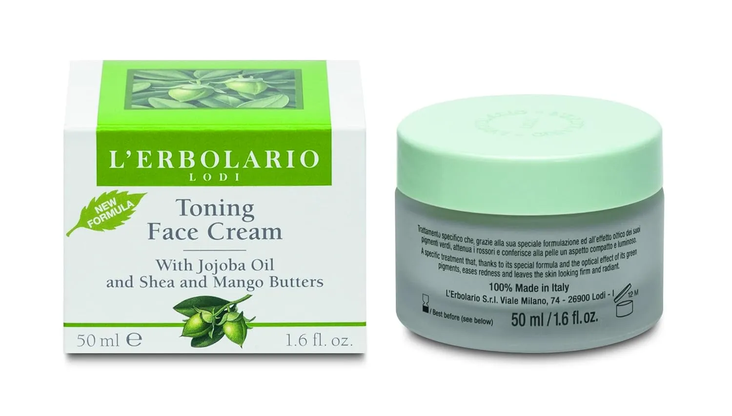 L'Erbolario Toning Face Cream - Face Moisturizer with Jojoba Oil, Shea Butter - Nourishing Day and Night Facial Moisturizer for All Skin Type - 1.6 oz