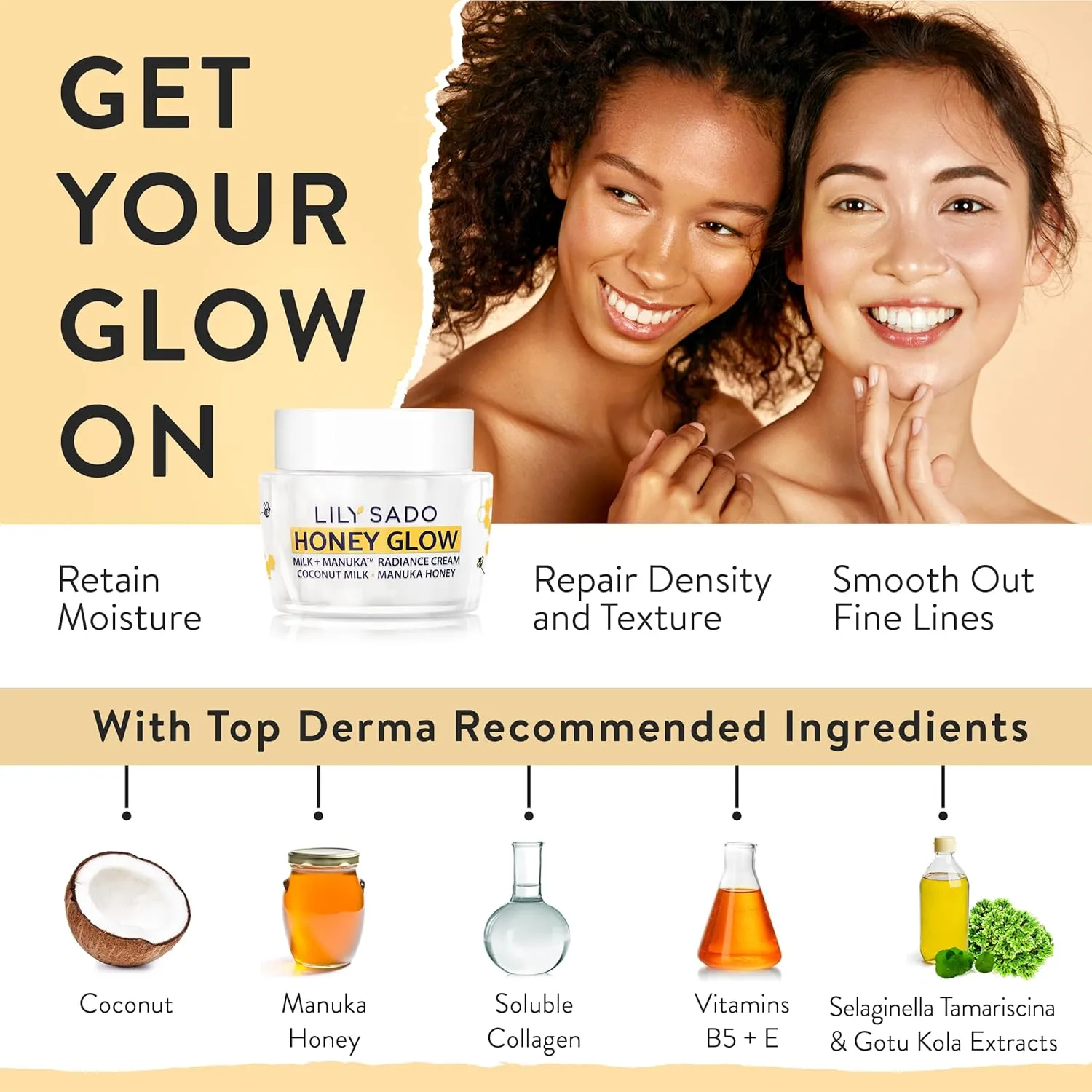 LILY SADO Turmeric Banana Mango Face Moisturizer - Luscious Creamy Nutrient-Rich Natural Daily Facial Cream w Chamomile & Rosemary - Vegan Anti-Aging Lotion For Wrinkles & Fine Lines
