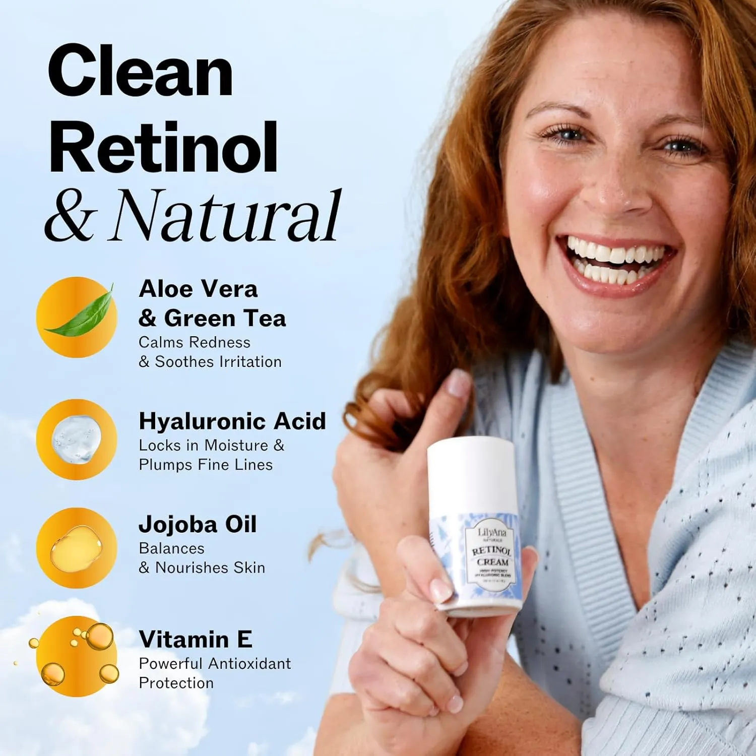 LilyAna Naturals Anti Aging Retinol Face Cream for Women – Wrinkle & Neck Cream for Firming, Retinol Moisturizer for Face with Hyaluronic Acid, Hydrating Night Cream for Fine Lines, Collagen Boost