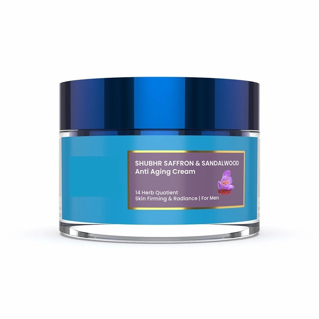M.en Fa.ce Cream Natural Skin Brightening Cream Anti Aging Cream for Men with Sandalwood Saffron and Almond Oil (14 Herbs 50g)