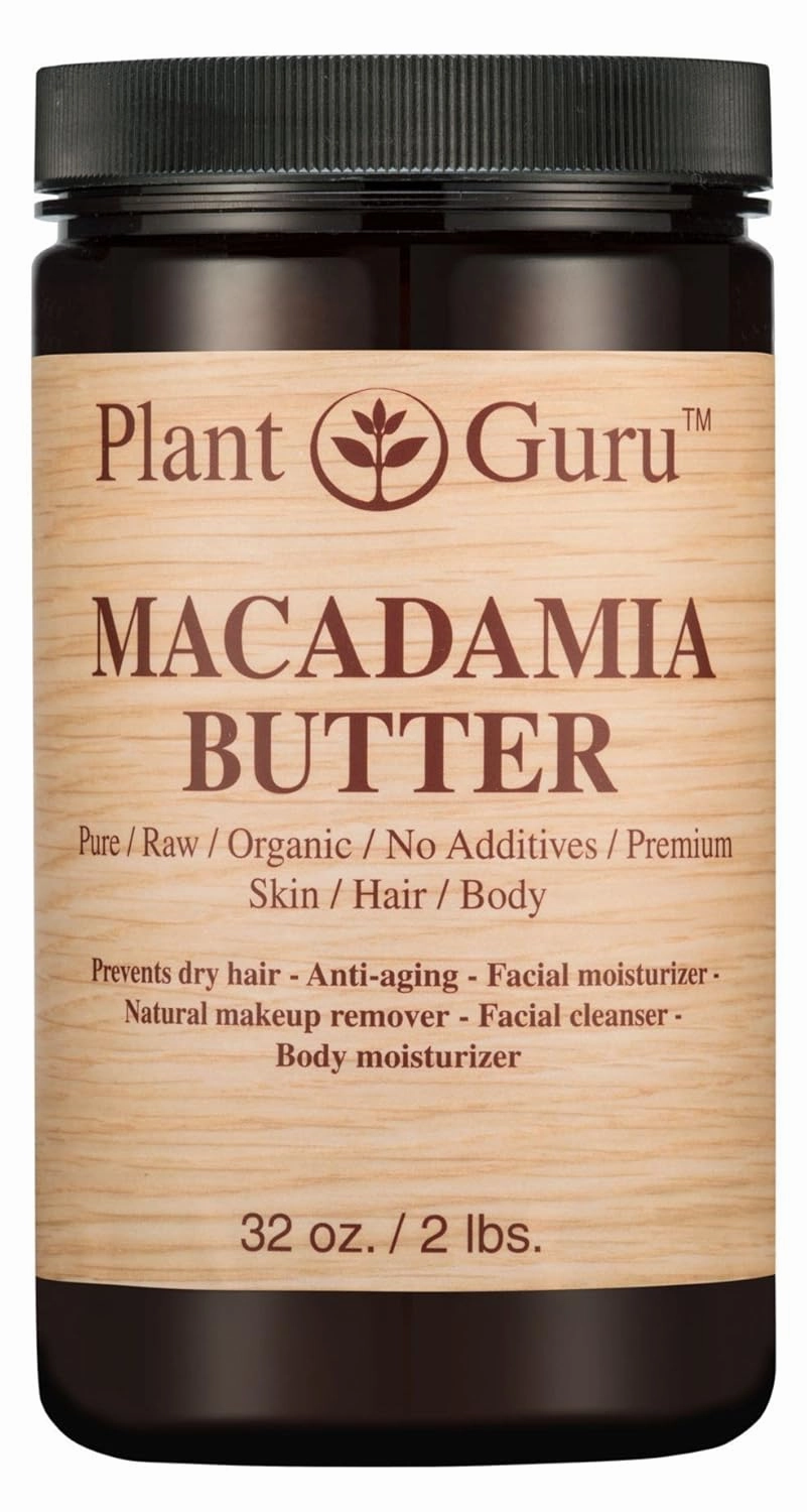 Macadamia Body Butter 32 oz. 100% Pure Raw Fresh Natural Cold Pressed. Skin Body and Hair Moisturizer, DIY Creams, Balms, Lotions, Soaps.
