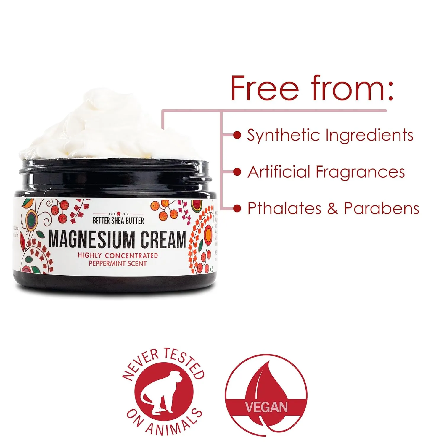 Magnesium Good Night Cream | Relieves Muscle Tension and Leg Cramps | Night Lotion Safe for Pregnancy, Kids and Babies | Organic and Natural Ingredients| Vegan, US made | (Peppermint)
