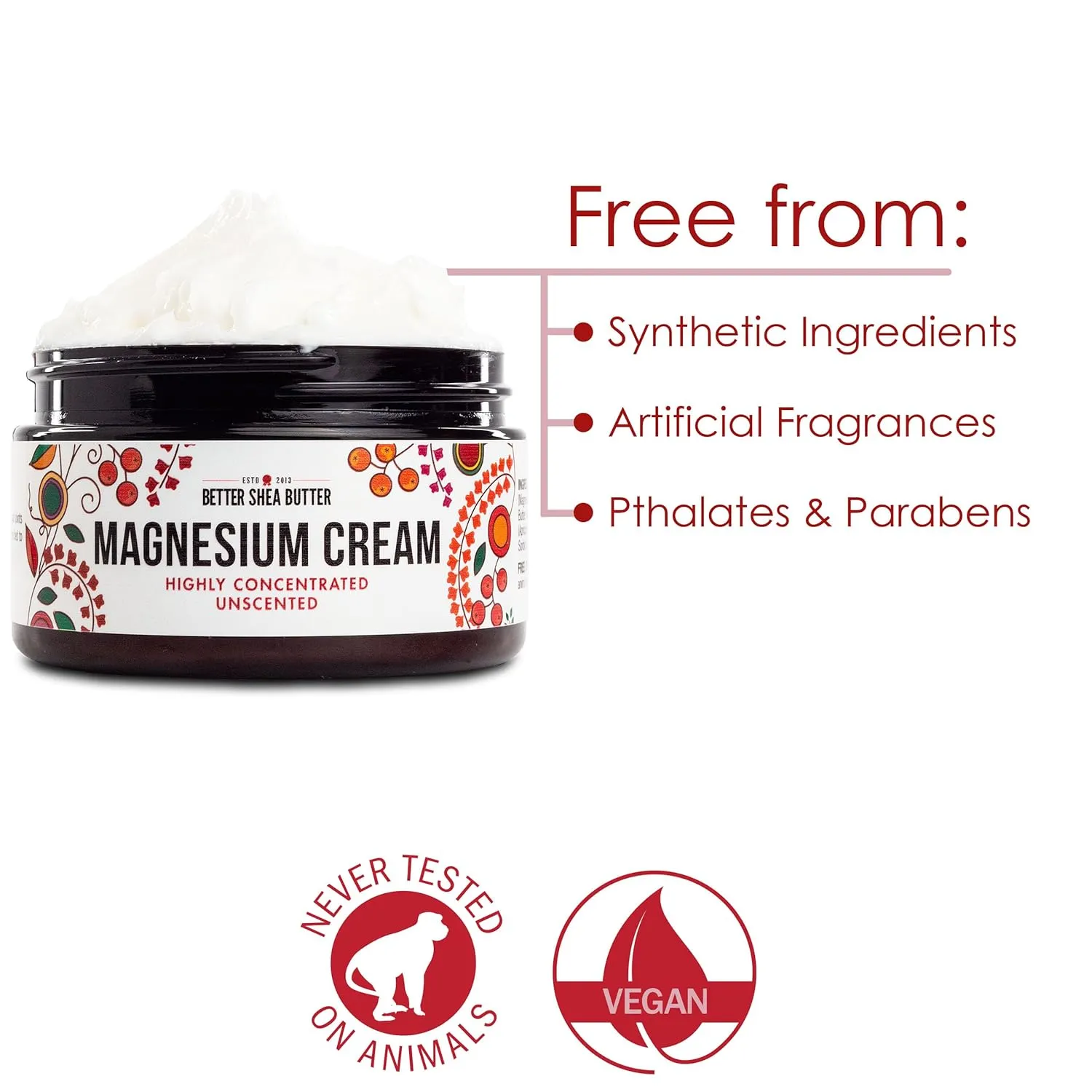 Magnesium Good Night Cream | Relieves Muscle Tension and Leg Cramps | Night Lotion Safe for Pregnancy, Kids and Babies | Organic and Natural Ingredients| Vegan, US made | (Unscented)