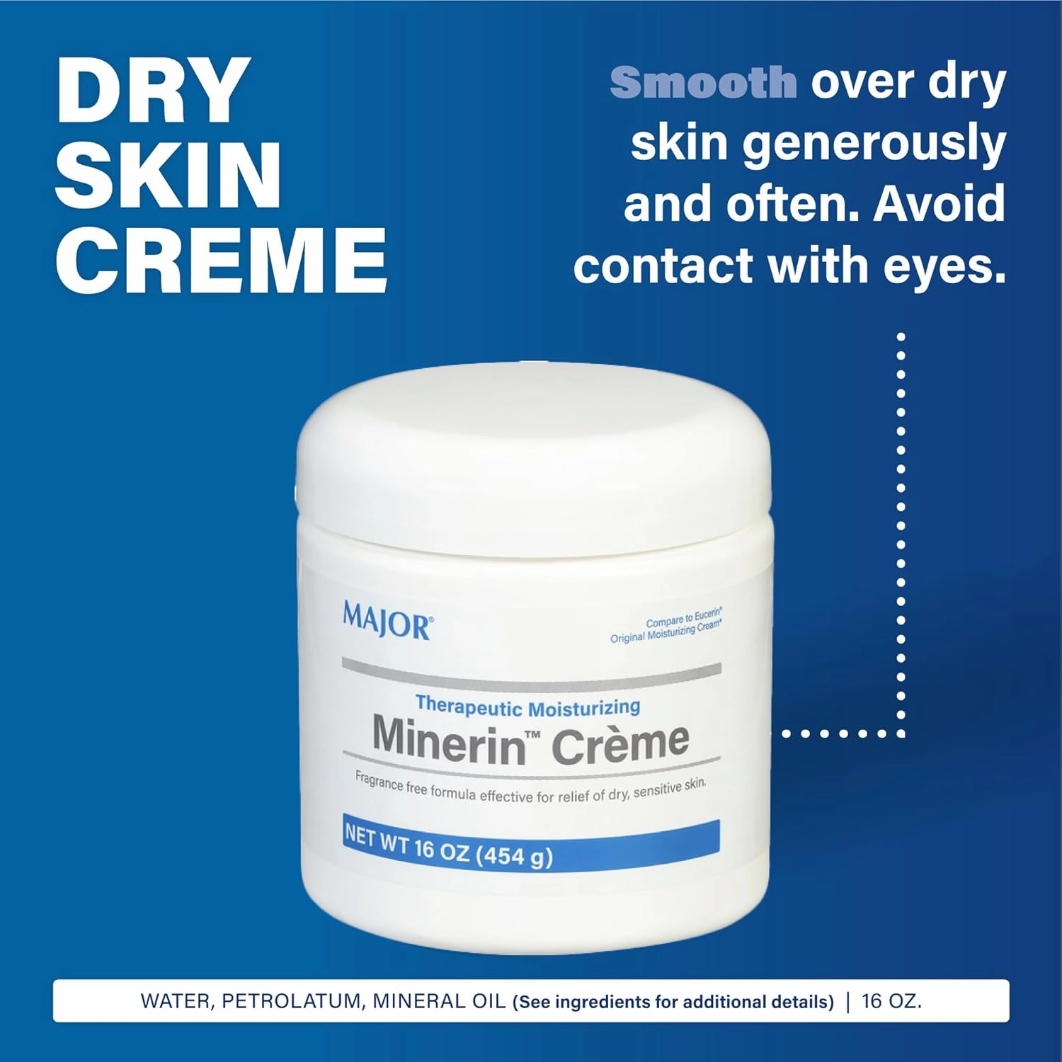 MAJOR Therapeutic Moisturizing Minerin Créme - Body Cream Moisturizer for Dry Skin - Fragrance-Free - 16 Oz. (5 Pack)
