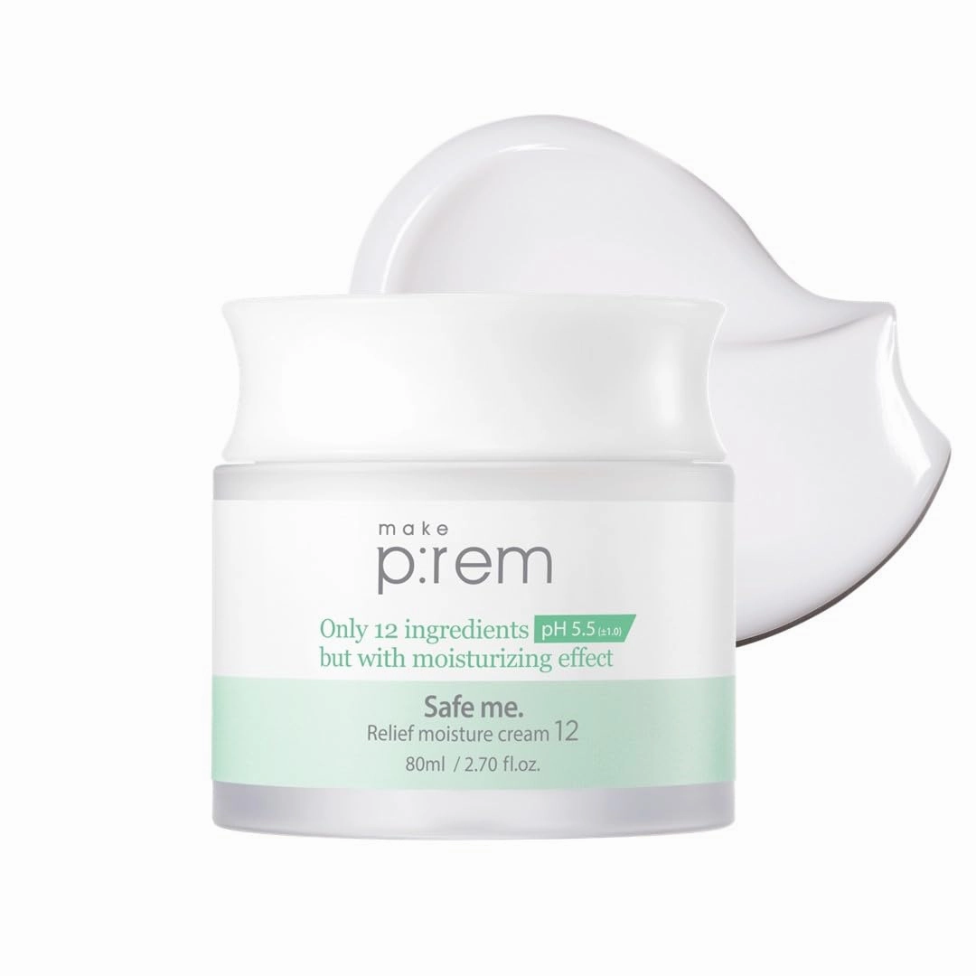 MAKE P:REM Safe Me. Relief Moisture Cream 12, Clinically Proven 48-Hour Hydration, Minimal Ingredients, EWG Green, Korean Skin Care, 80ml, 2.70 Fl.Oz