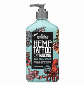 Malibu Hemp Tattoo Enhancing Body Moisturizer, 18 fl oz, with Hemp Seed Oil and Aloe, Coconut Kiwi Blossom Scent