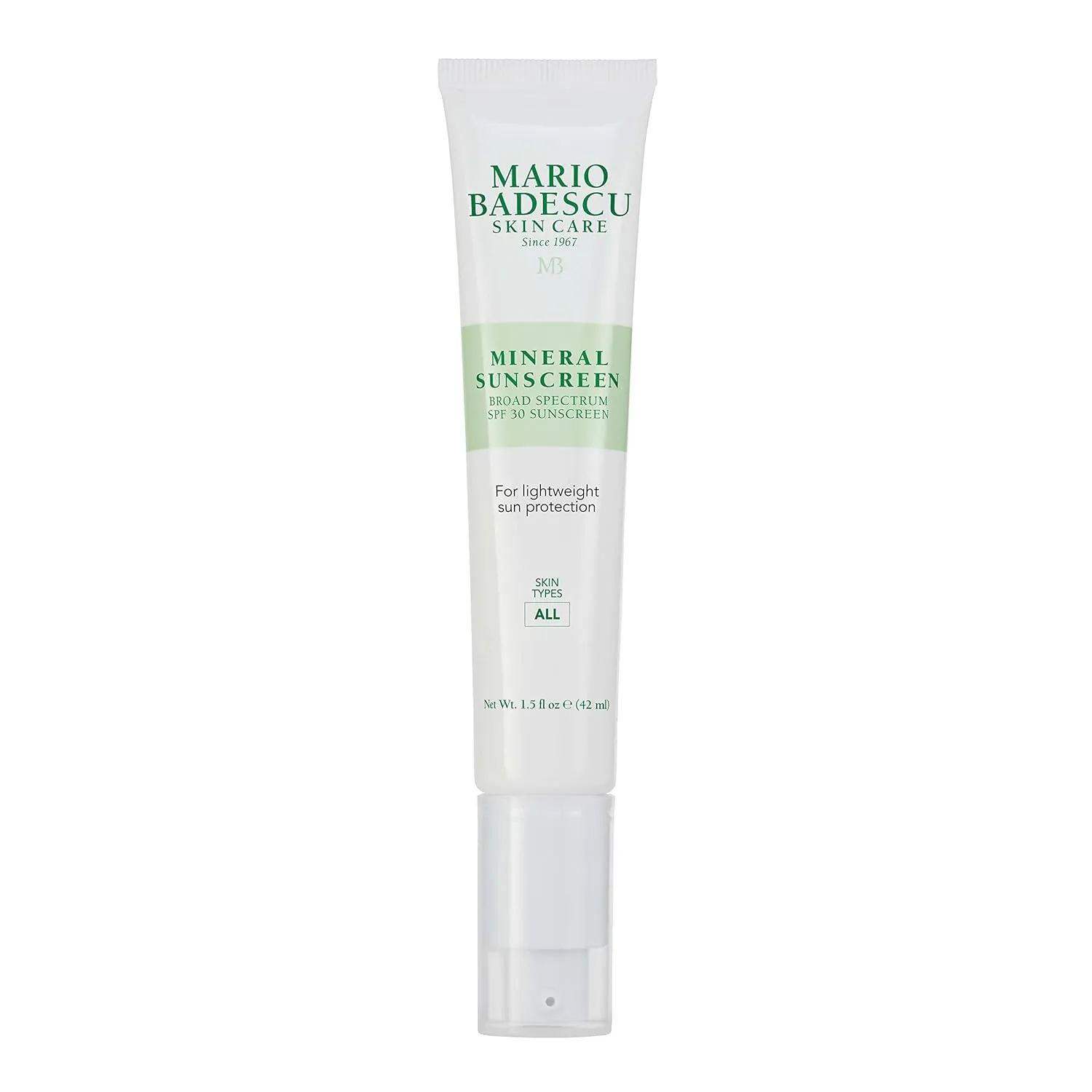 Mario Badescu Mineral Sunscreen SPF 30 for All Skin Types | Reef Safe, Oil-free Moisturizer Formulated with Zinc Oxide, Hyaluronic Acid & Antioxidants | 1.5 Fl Oz