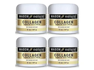 MASON NATURAL Collagen Premium Skin Cream - Anti Aging Face and Body Moisturizer, Intense Skin Hydration and Firmness, Pear Scent, Paraben Free, 2 OZ (4-Pack)