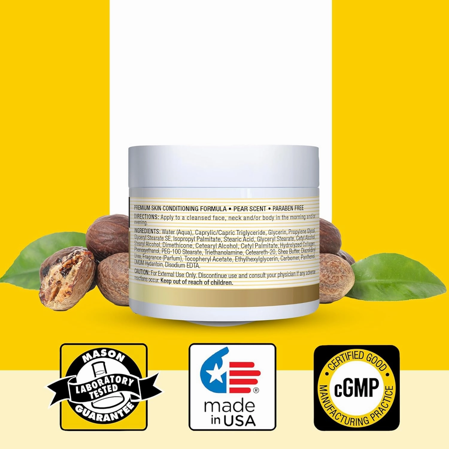 MASON NATURAL Collagen Premium Skin Cream - Anti Aging Face and Body Moisturizer, Intense Skin Hydration and Firmness, Pear Scent, Paraben Free, 2 OZ (3-Pack)