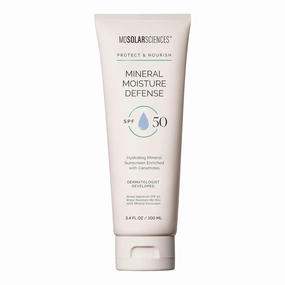 MDSolarSciences Mineral Moisture Defense Sunscreen SPF 30 | Hydrating Moisturizer with Ceramides | Water-Resistant, Broad Spectrum UV Protection | No White Cast | Safe for Sensitive Skin (3.4 Fl Oz)
