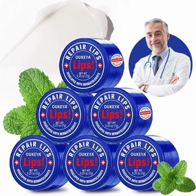 Medicated Lip Balm w/Beeswax, Petrolatum, Peppermint Oi, 100% Natural Ingredients, 24H Long-lasting Hydrating Healing Lip Balms, Lip Moisturizer for Very Dry Lips, Echapped Lips Treatment Severe