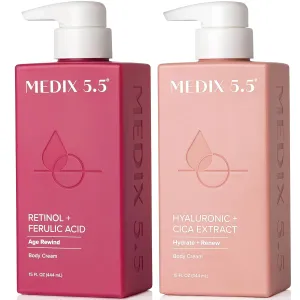 MEDIX Retinol Body Lotion   Hyaluronic Acid Cream Body Moisturizer Skincare Set | Hydrating   Firming Body Lotion For Improving The Look Of Stretch Marks, Sagging, & Crepey Skin, 2pc Set