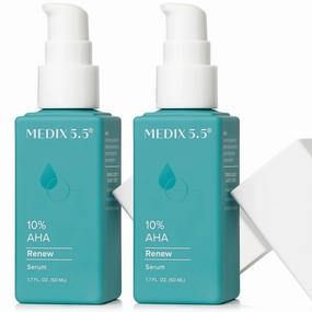 MEDIX 10% Glycolic Acid   Lactic Acid Leave-On Exfoliating Body Gel | AHA Exfoliant Body & Face Serum Refines   Softens Dry Dead Skin, Bumpy Skin, Uneven Skin Tone, KP Bumps, & Wrinkles, 1.7oz, 2PC