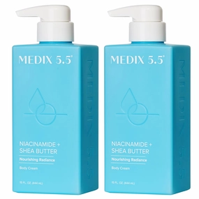 MEDIX Fragrance Free Niacinamide Face Moisturizer   Shea Butter Cream For Face & Body Lotion | Anti Aging Skin Care Firming Cream For Wrinkles, Dark Spots, Large Pores, 15 Fl Oz, 2-Pack