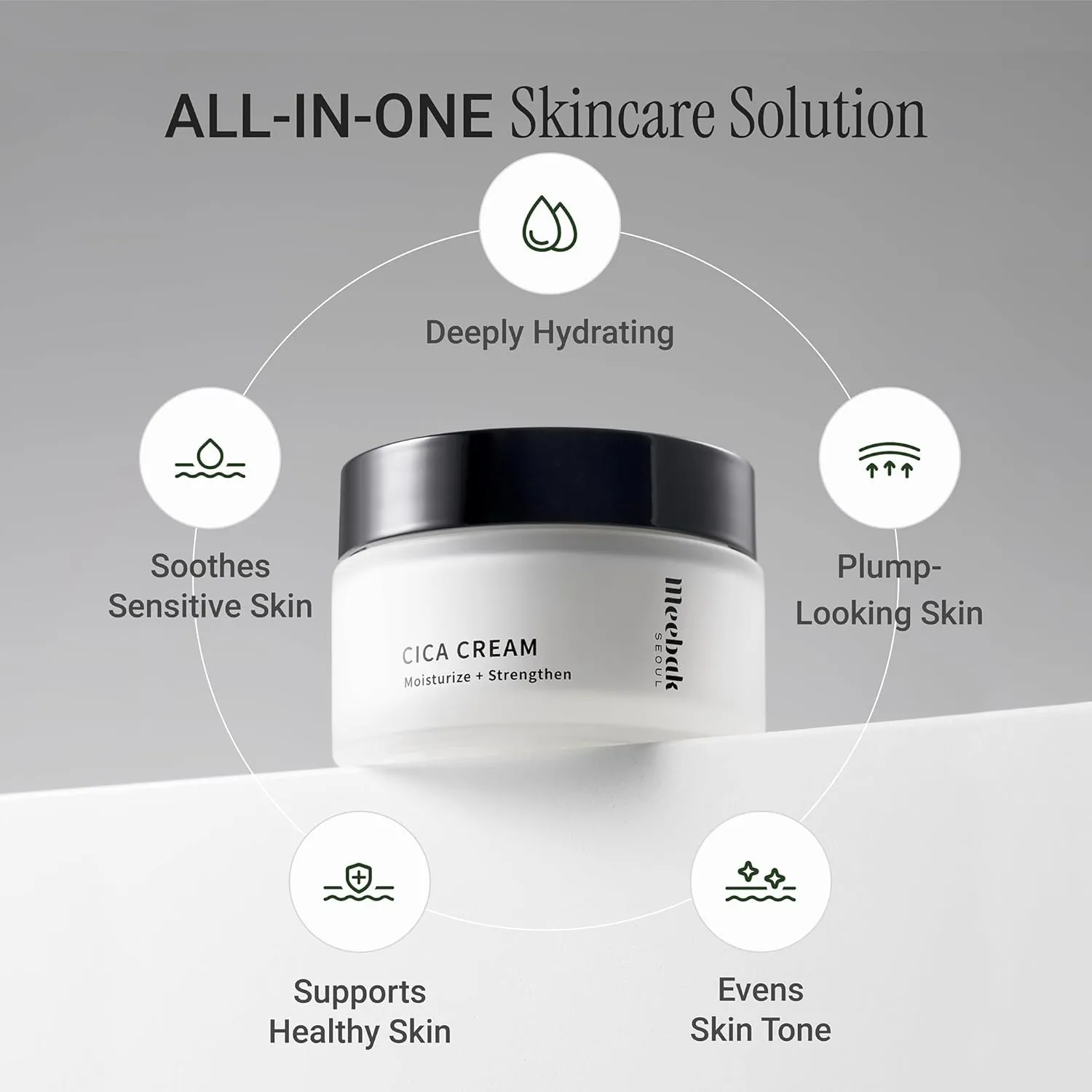 Meebak Cica Cream | Daily Repair Moisturizer with Niacinamide, Ceramide, & Retinol | Deep Hydration & Soothing | Locks in Moisture | Suitable for Sensitive Skin