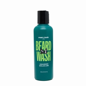 Men Rock Awakening Beard Wash - Hair Growth Stimulating, Moisturising & Softening, Skin Hydrating for Itch Relief, Zesty Sicilian Lime & Caffeine Scent, 100ml