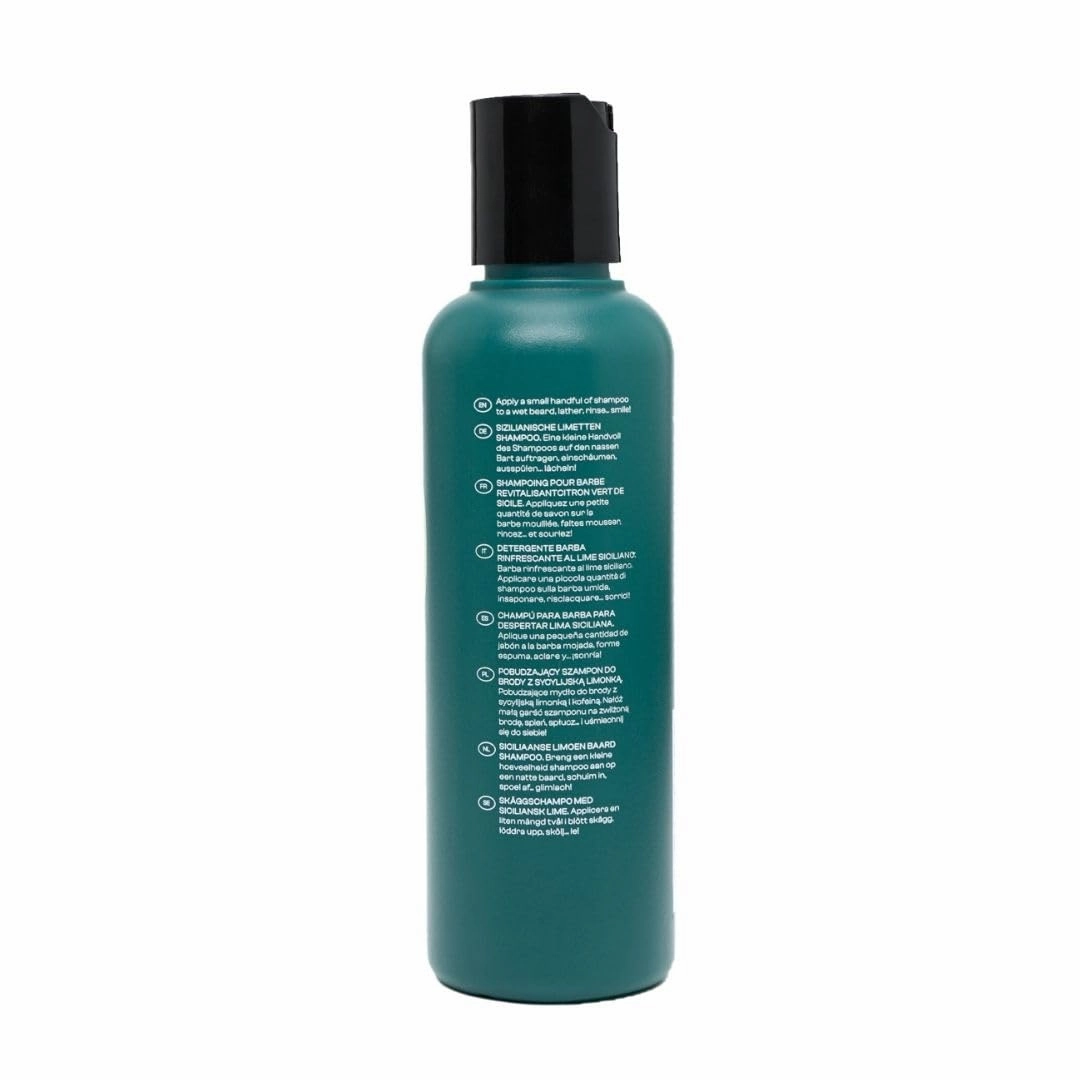 Men Rock Awakening Beard Wash - Hair Growth Stimulating, Moisturising & Softening, Skin Hydrating for Itch Relief, Zesty Sicilian Lime & Caffeine Scent, 100ml