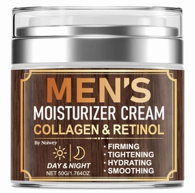 Men's Moisturizer Cream with Collagen and Retinol, Day and Night, Firming and Hydrating, 1.764oz