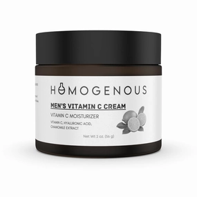 Men's Vitamin C Moisturizing Cream, 2 oz Amber Glass Jar, Vitamin C, Hyaluronic Acid