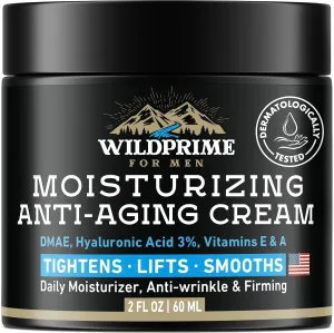 Men's Face Moisturizer Cream - Anti Aging & Wrinkle - Made in USA - Collagen, Hyaluronic Acid, Vitamins E & A, Avocado Oil - After Shave Lotion - Age Facial Skin Care, Day & Night Moisturizing, 2 oz