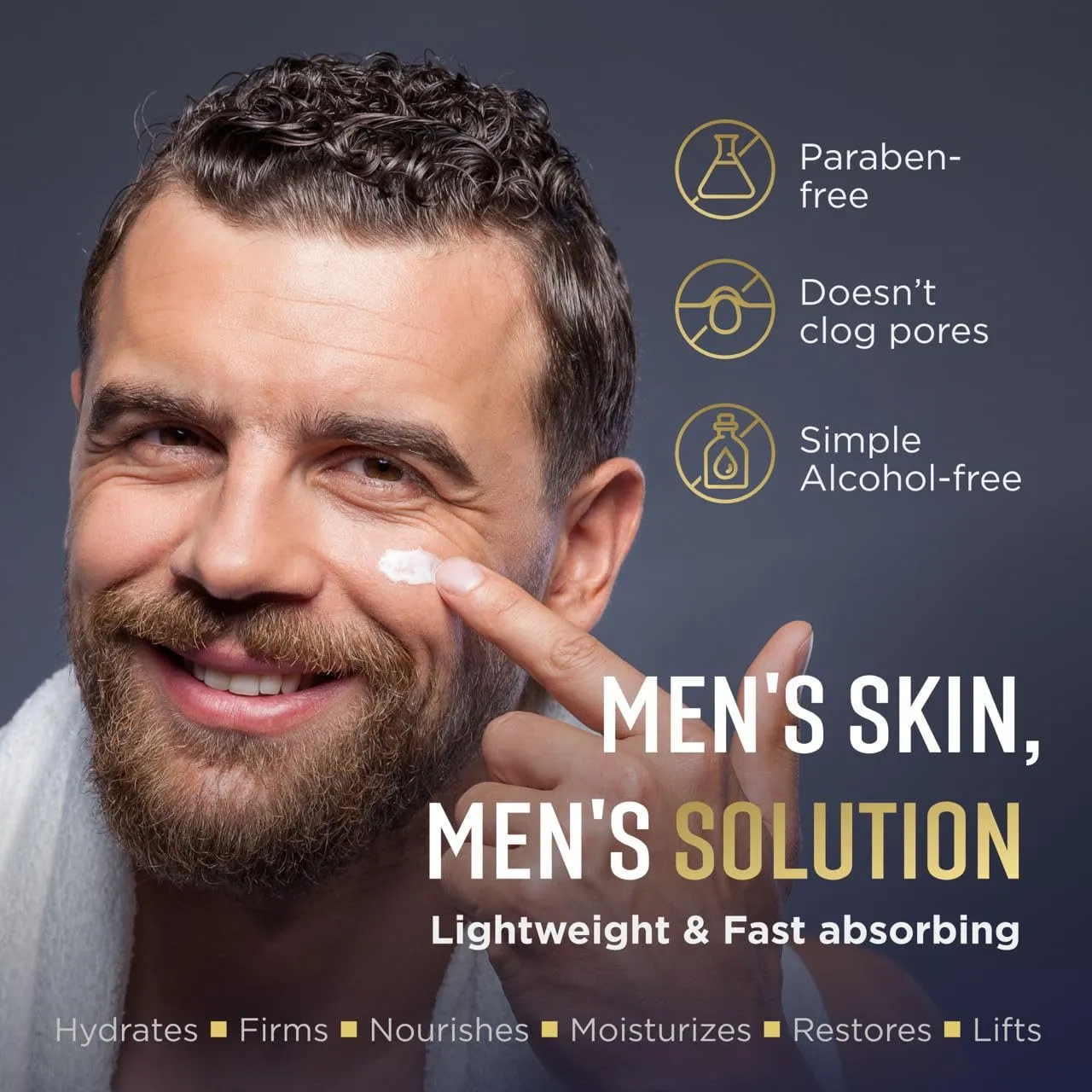 Mens Face Moisturizer - Deep Hydrating & Anti Aging Mens Lotion | Made in Europe | Vitamin C E, Elastin, Hyaluronic 4D - Mens Face Cream for Daily Use - Eye, Face & Neck Mens Skin Care